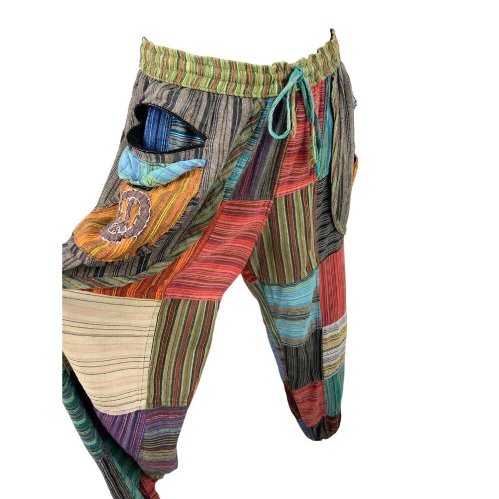 Rising international pants patchwork 70s hippie b… - image 8